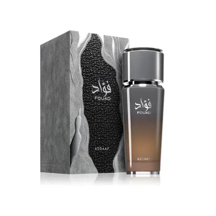 Asdaaf Fouad Eau de Parfum Flasche mit elegantem Design, sichtbar in der Produktabbildung.