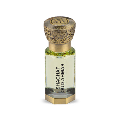 SWISS ARABIAN Shaghaf Oud Ahmar Parfumöl Flasche mit goldener Kappe, orientalischer Duft, elegante Verpackung, luxuriöses Parfumöl
