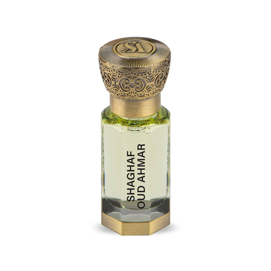 SWISS ARABIAN Shaghaf Oud Ahmar Parfumöl Flasche mit goldener Kappe, orientalischer Duft, elegante Verpackung, luxuriöses Parfumöl