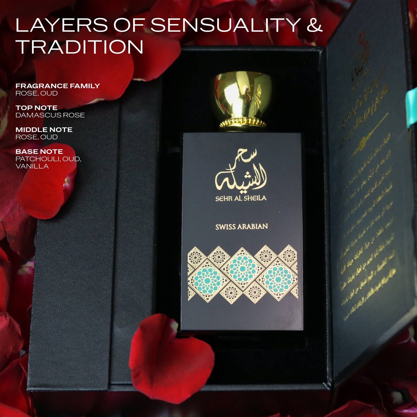 SWISS ARABIAN Sehr Al Sheila Eau de Parfum Flasche mit goldener Verpackung, elegantes Parfüm für Damen, arabischer Duft