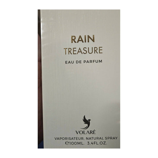 Volare Rain Treasure Eau de Parfum Flasche mit eleganter Gestaltung und blumig-frischer Duftwirkung, sichtbar im Bild.