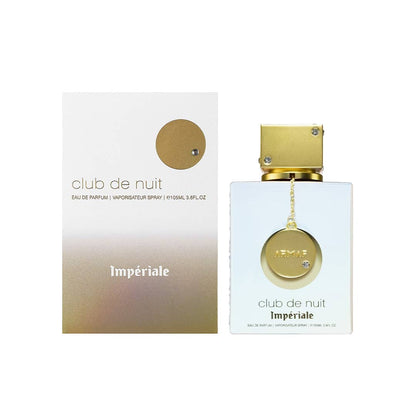 Armaf Club De Nuit White Imperiale Eau de Parfum Flasche mit goldener Verpackung und eleganter Gestaltung