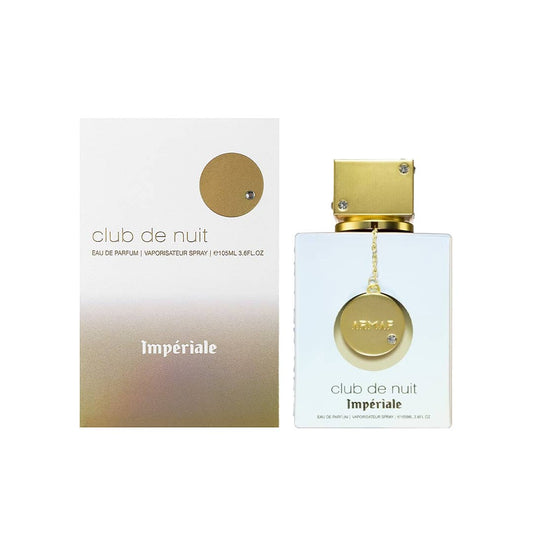 Armaf Club De Nuit White Imperiale Eau de Parfum Flasche mit goldener Verpackung und eleganter Gestaltung
